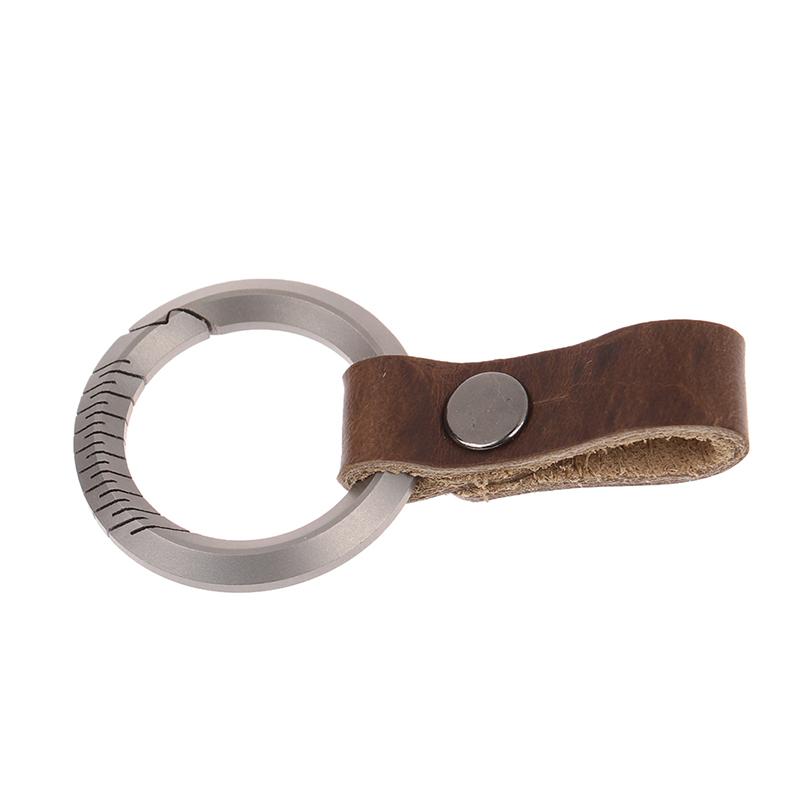 Titanium Alloy Leather Waist Belt Buckle Keychain Car Pendant Edc Outdoor Tool Men Women Luxury Accessories Gifts