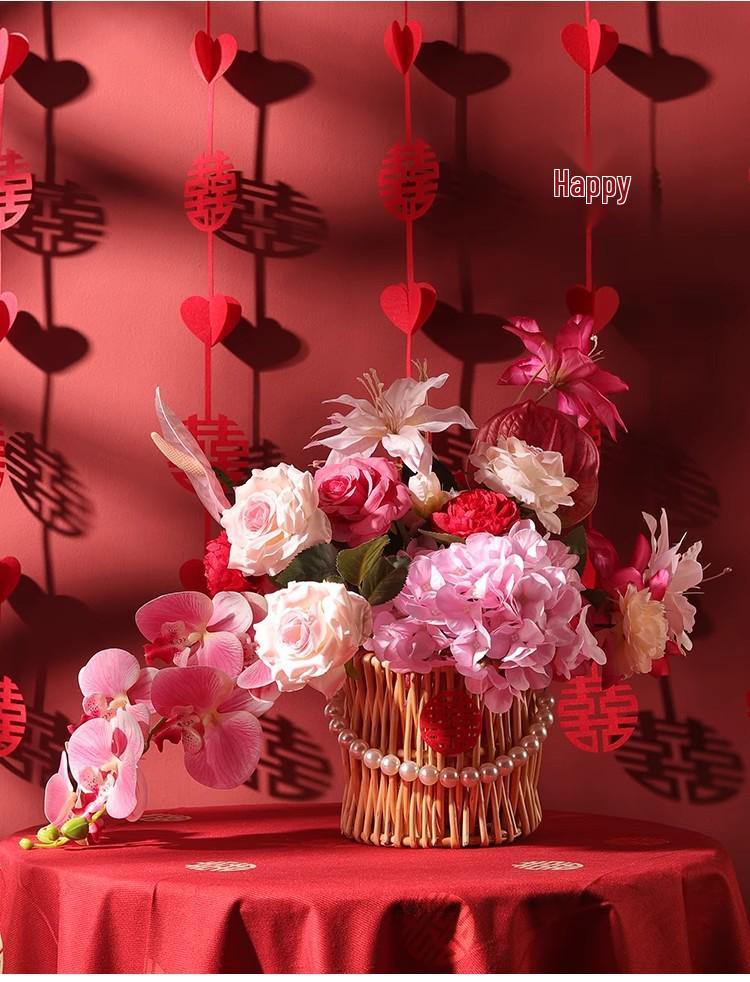 Romantic Floral Arrangement for Weddings, Bedrooms, and Living Rooms - Bedside Bouquet Decorations