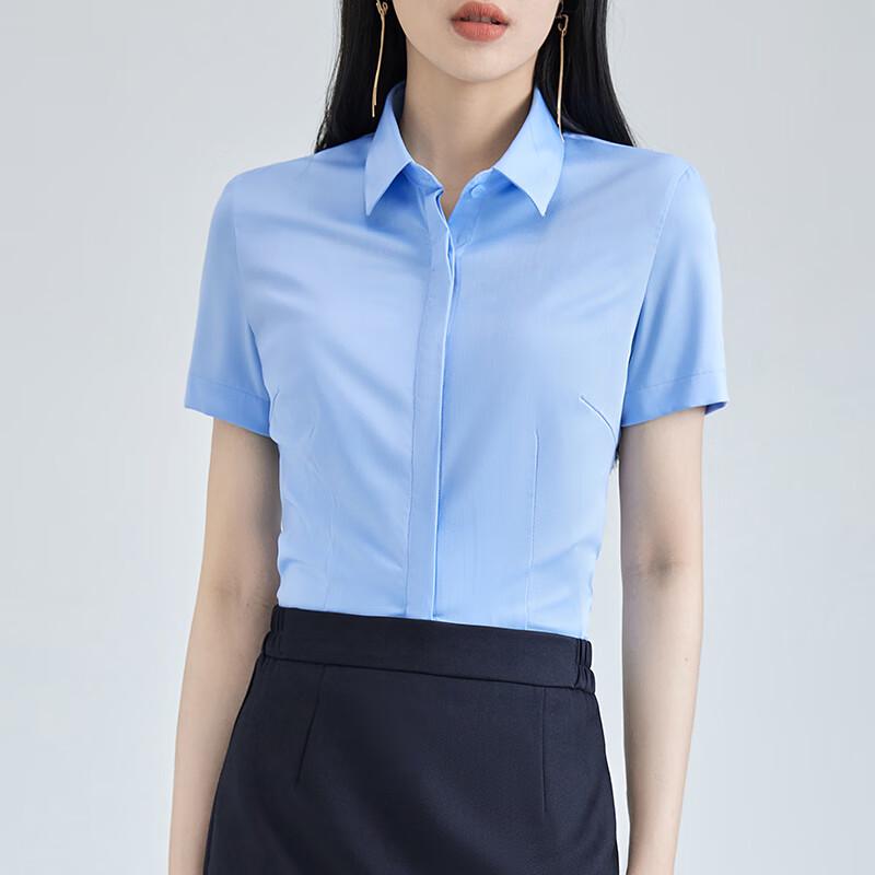 Teluoman Women's Short Sleeve Professional Wrinkle-Free Shirt