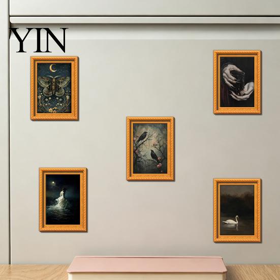 Kitchen Appliance Magnets Wooden Retro Frame Fridge Magnet, Strong Magnetic Decor for Refrigerator, Office Whiteboard Decoration Accessories