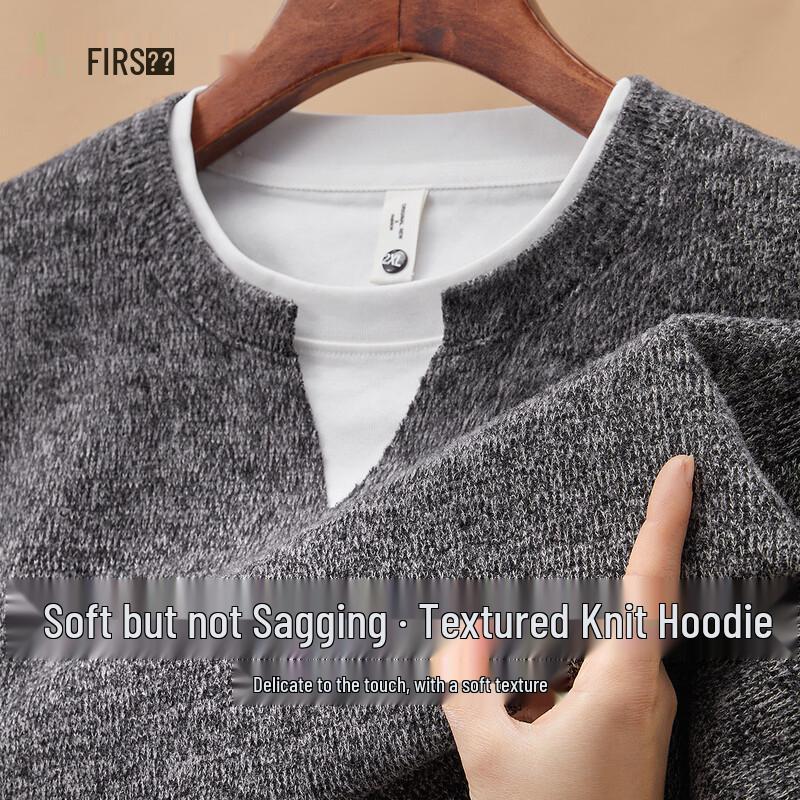 FIRS Men s Textured Knit Round Neck Sweatshirt XL