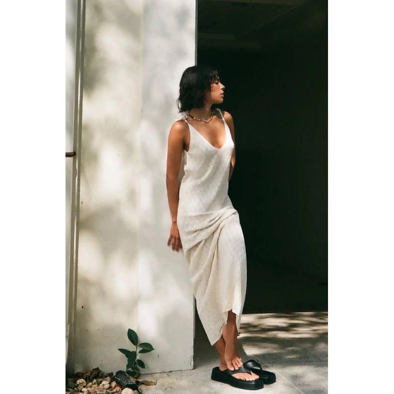 Summer New Arrival Loose V Neck Hollow Dress Sling