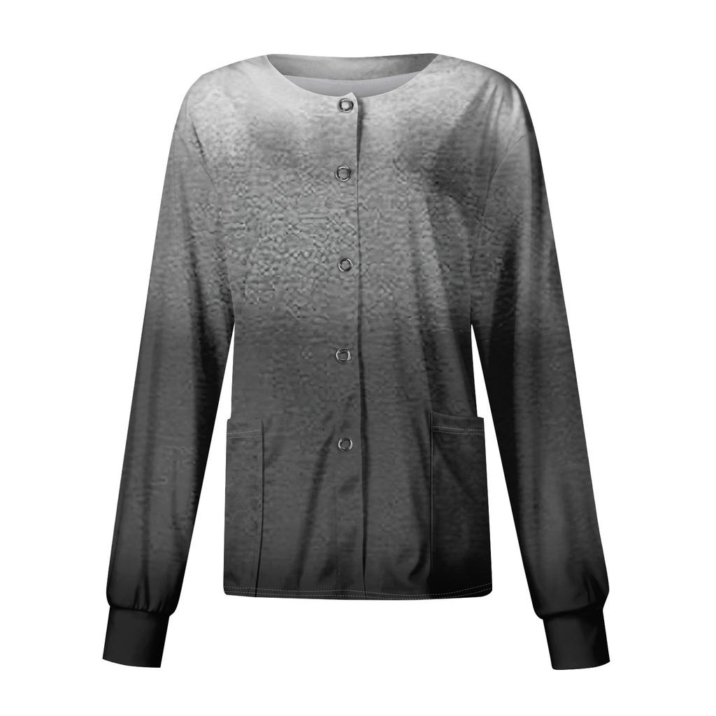 Women's Casual Long Sleeve Single Breasted Printed Care Workwear Cardigan Top