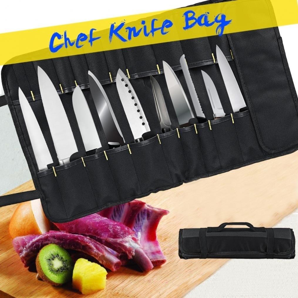 Portable 22 Pockets Carrying Kitchen Chef Knife Roll Bag Cutlery Storage Case