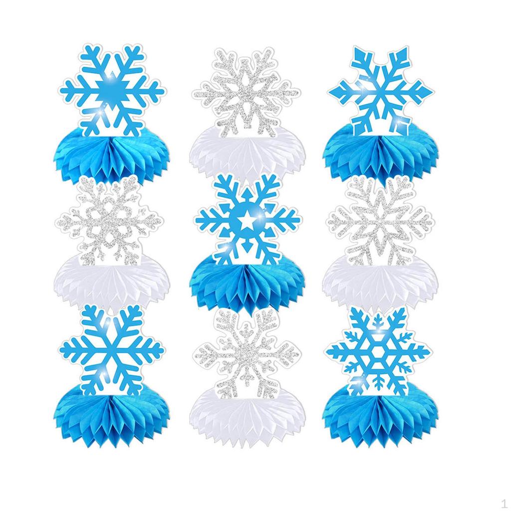 9 Pieces Snowflake Honeycomb Centerpieces Novelty Stable Theme Party Decorations for