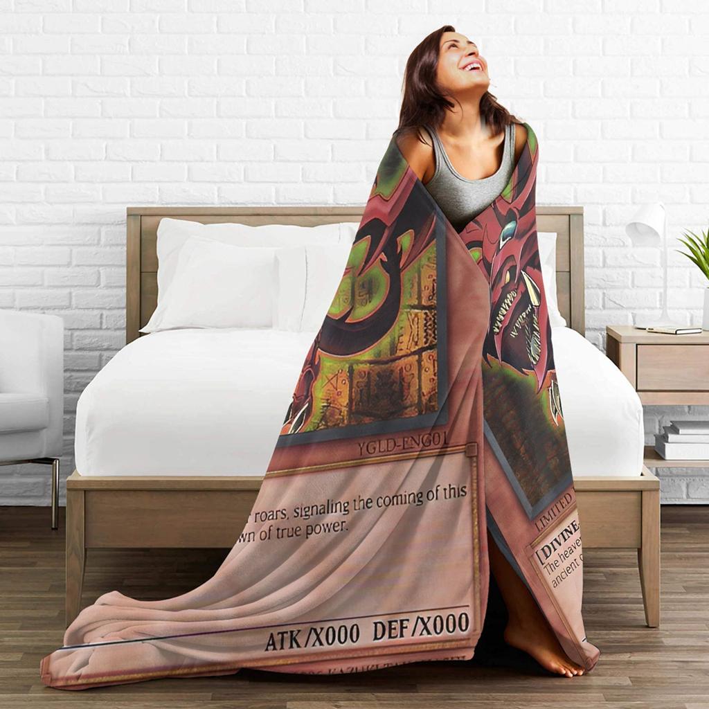 Warm Blankets Camping Anime Yu Gi Oh Card Throw Blanket Flannel Bedspread For Couch Chair Novelty Sofa Bed Cover