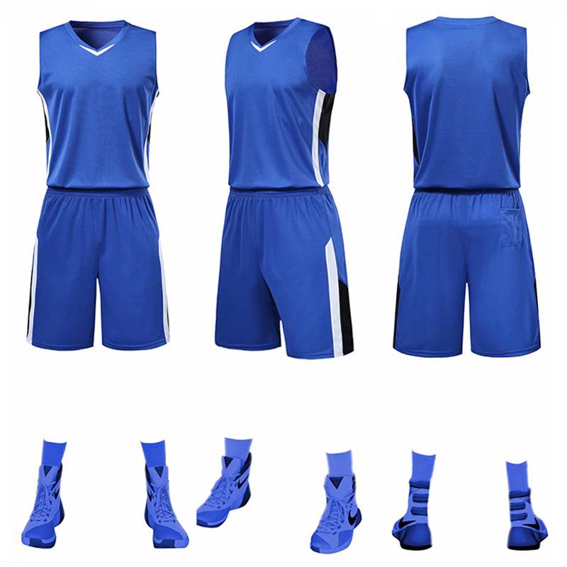 

Дышащий влагоотводящий баскетбольный комплект формы для взрослых и детей: Джерси и тренировочный жилет Double XL ярко-синий