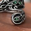 Retro Wzory Łyżeczek Regulowany Pierścionek z Liściem Zielony Kamień Biżuteria Inspirowana Naturą Regulowany Vintage Prezent Biżuteria Dla Niej