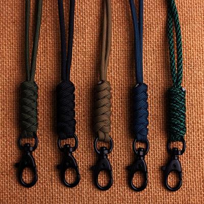 Paracord Keychain Lanyard Neck Hanging Rope Rotatable Buckle High Strength Parachute Cord Emergency Survival Backpack Key Ring