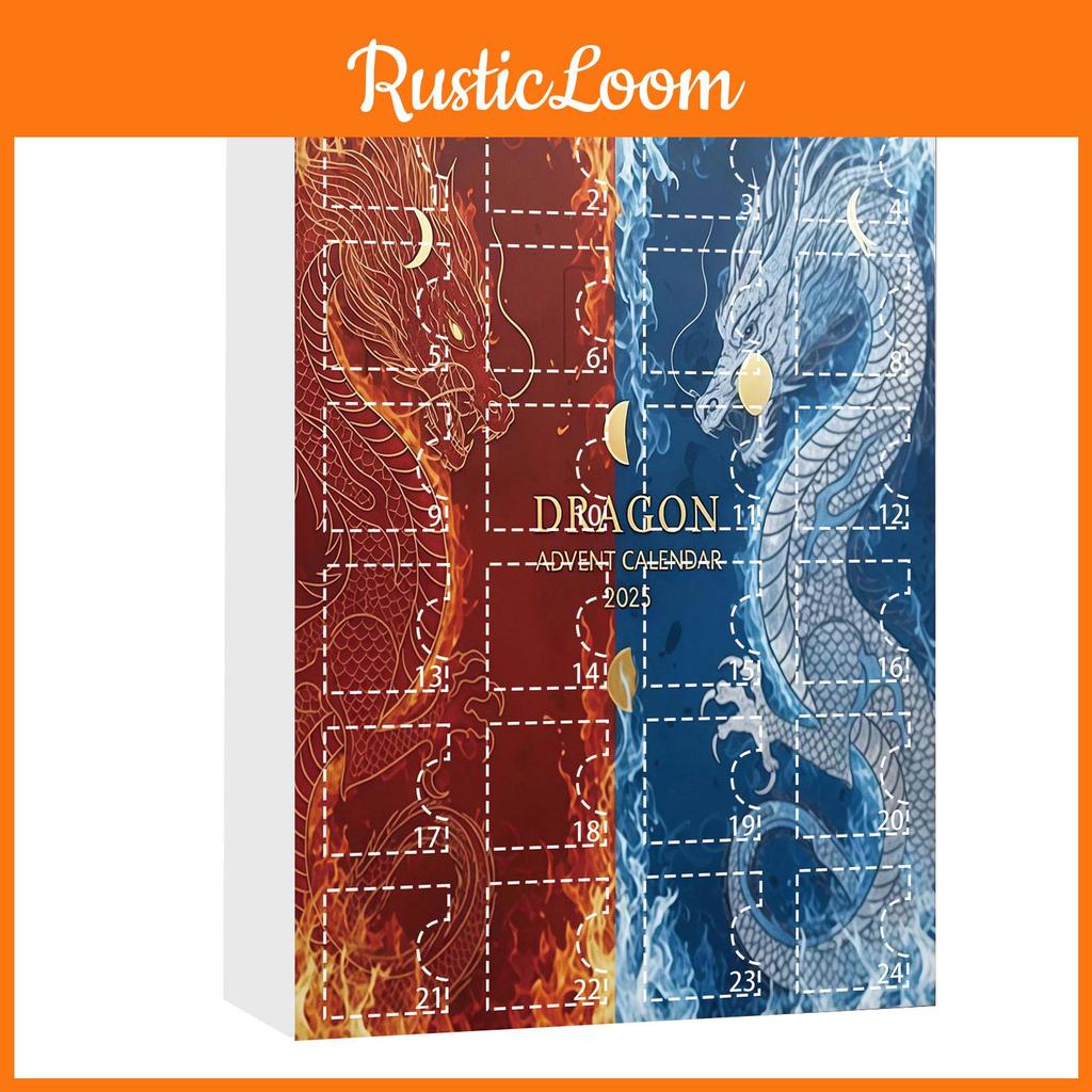 Wasser Feuer Drache Weihnachts-Adventskalender Mit Flachen Acryl-Ornamenten Für Feiertagsdekoration Und Zum Verschenken