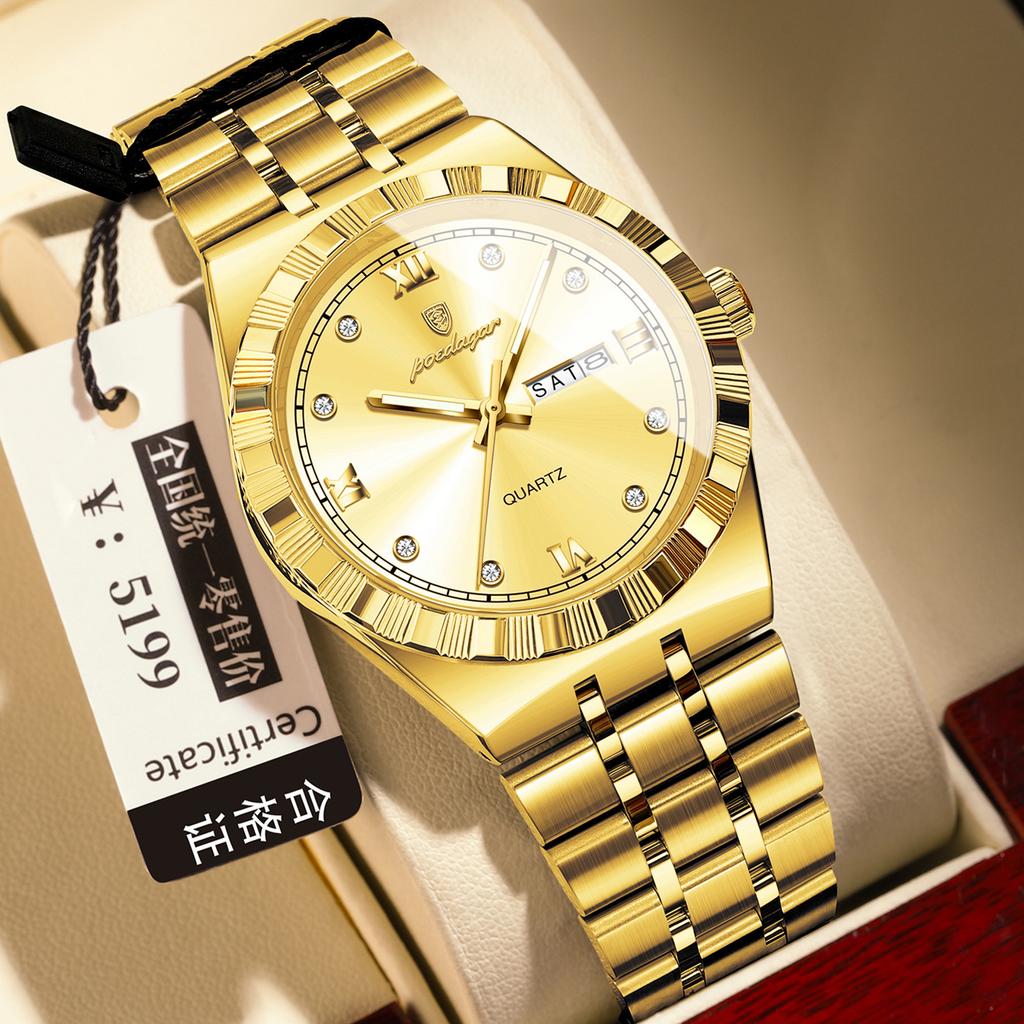 Men'S Watch Double Calendar Slim Quartz Watch
