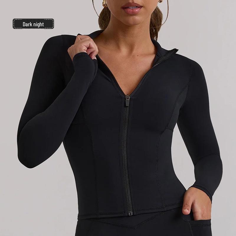 Damski kardigan z długim rękawem, kurtka do jogi: Odzież fitness i rekreacyjna na zewnątrz