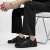 Casual Men Designer Rivet Punk Board Shoes Fashion Canvas Breathable Flat Black Shoes Fashion Breathable Flat Canvas Holes White
