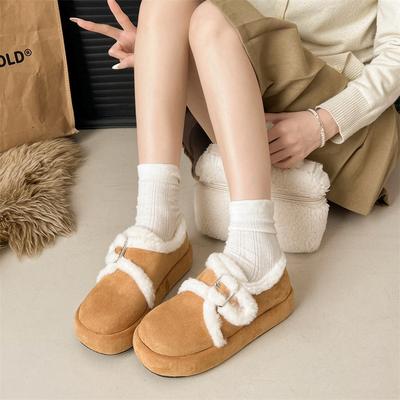 Doppelschuhe Schneestiefel Damen neue Oberbekleidung dicksohlige erhöhende Plüschschuhe Baumwollschuhe