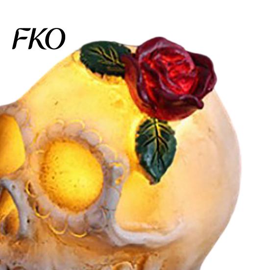 Halloween Umgebungslicht Gotische Schädel Rose Figur, Tag der Toten Harz Party Dekoration Statue, Gruselige Skelettkopf Lampe für Schreibtisch