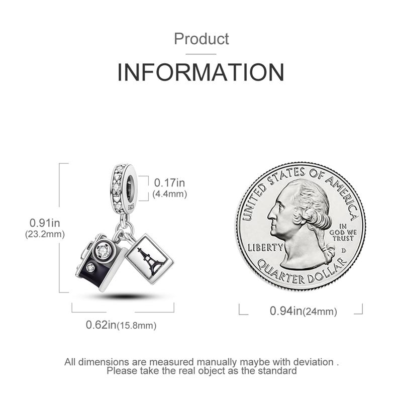 Charms Original Copper Camera Travel Pendant Tower Beads Fit Bracelet Women Jewelry Diy Fine Gift Accessory