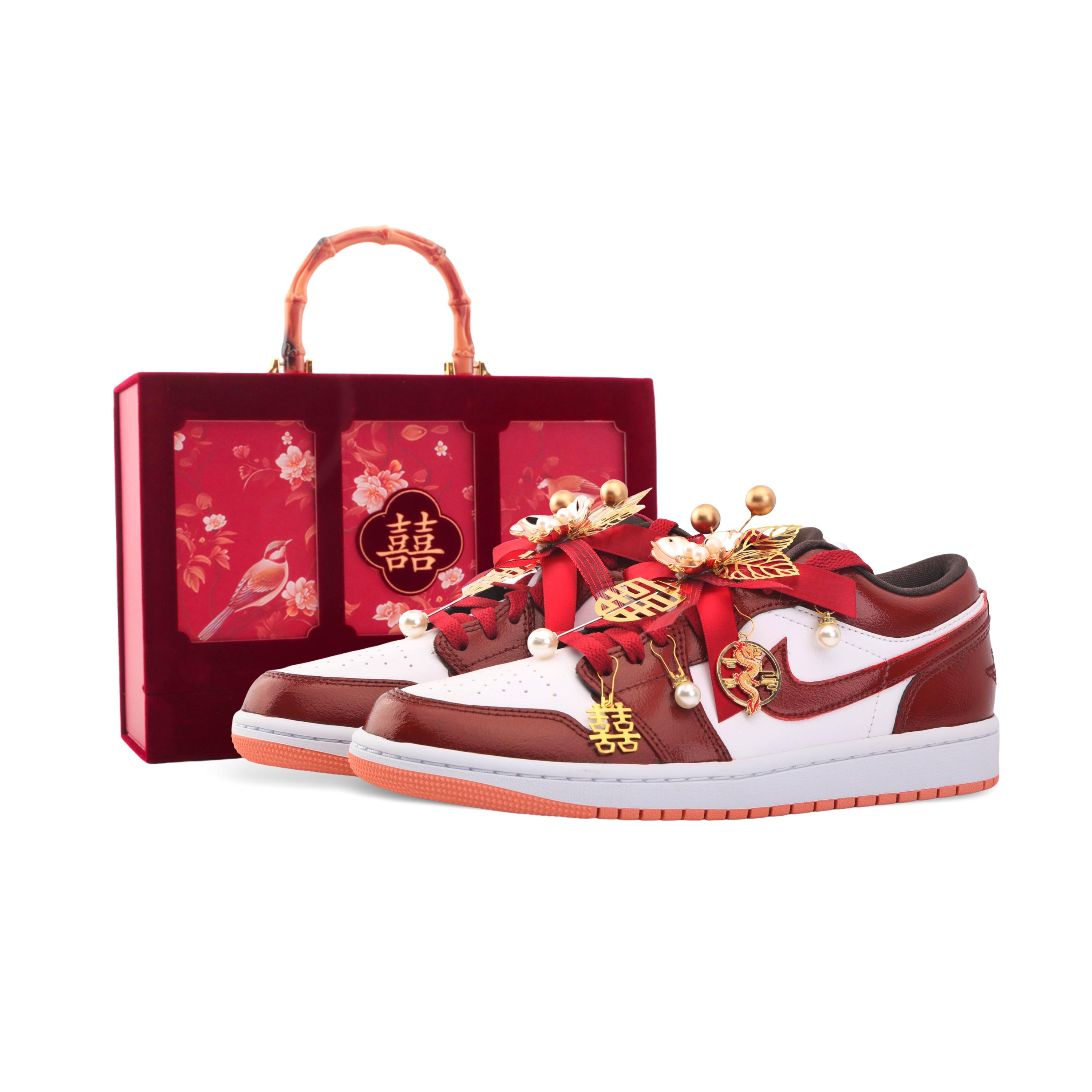 

Jordan Air Jordan 1 Vintage Basketball Shoes Unisex Low top Red/White/Gold DC0774-182(Team889-) 35.5