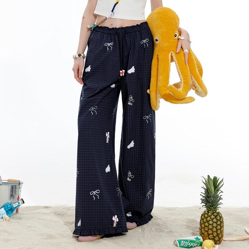 unifree Retro Plaid Print Casual Long Pants