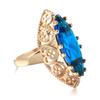 Luxury Sterling Silver S925 Natural Colored Crystal Ring Full Diamonds Wedding Gold Rings for Women Larimar Vintage Fine Jewelry