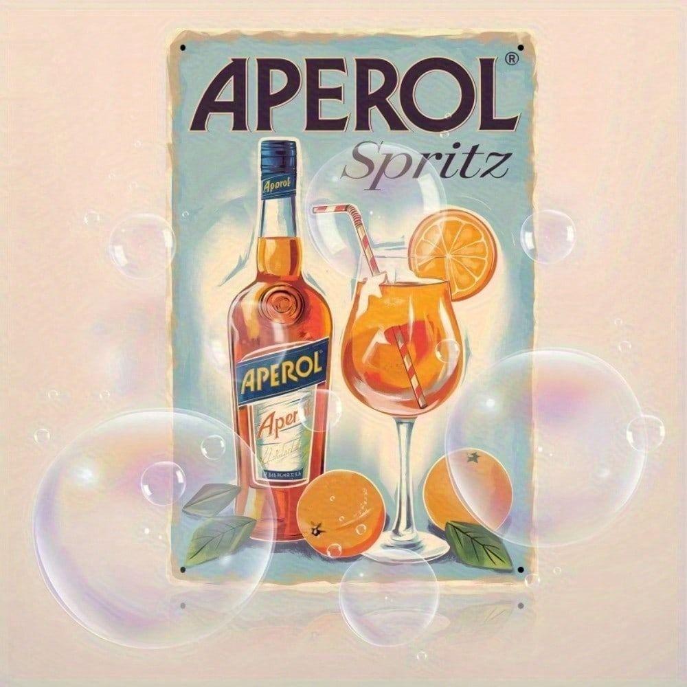 Metal Poster Wall Art, Vintage Aperol Spritz Decor, Tin Sign for Bar Kitchen