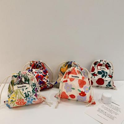 Small Cloth Drawstring Cosmetic Bag for Lipstick and Makeup