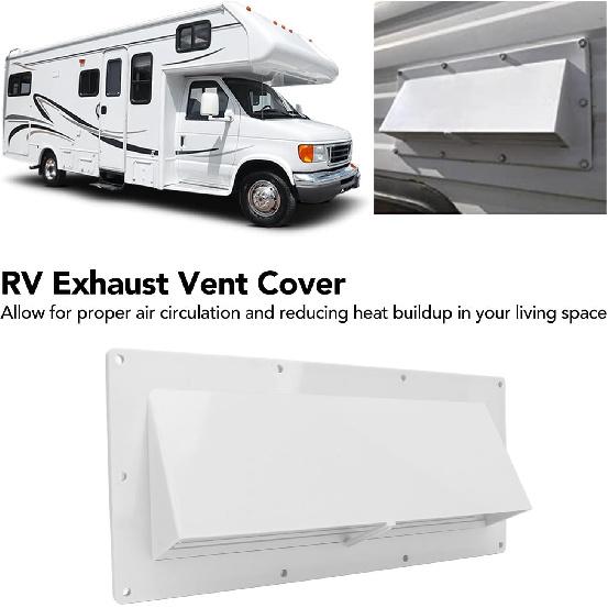 KIMISS RV Range Hood Vent Cover for Camper Trailer, White Sidewall Exhaust Vent with Lockable Clips