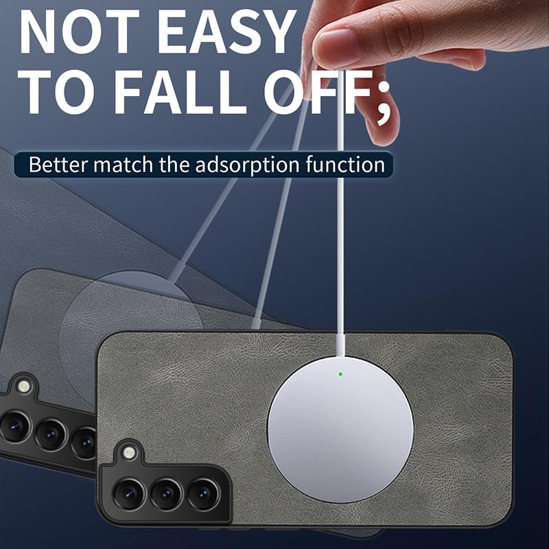 New Leather Matte Frosted Magnetic Phone Case For Samsung Galaxy S21 S22 S23 FE S24 Plus S25 Edge Shockproof Bumper Soft Cover