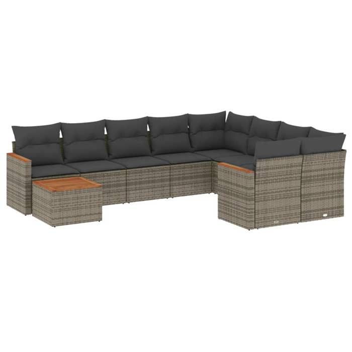 VidaXL Garden Lounge Set with Cushions 10 Pcs, Patio Sofas, Patio Furniture Set, Outdoor Furniture, Grey 3226319