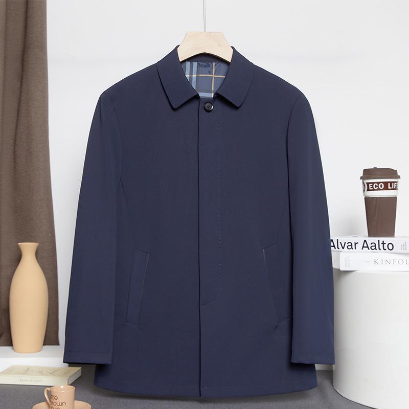 Veste Carrée Trois Dimensions Printemps Homme Style Affaires Léger Homme d'Âge Moyen Ample Décontracté Manteau Sombre Décontracté Polyvalent
