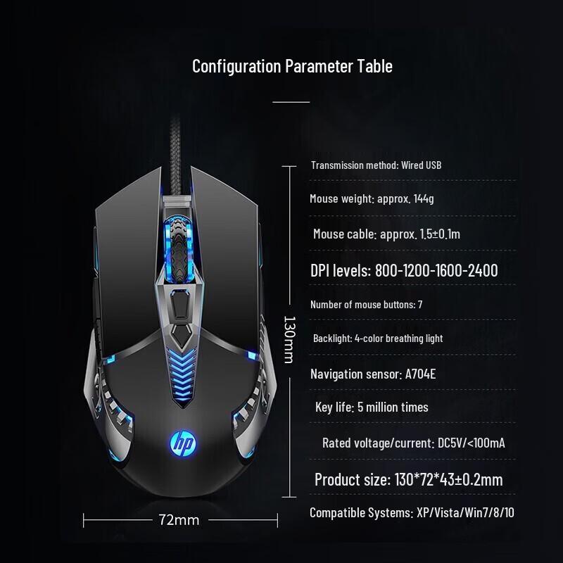 HP G160 Wired Gaming Mouse