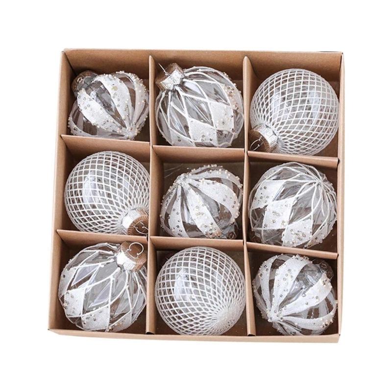 9 Stück/Set Weihnachts-Hängekugel Christbaumkugel für Weihnachtsbaumdekoration Feiertags-Hochzeits-Party-Dekor 2024 Neujahrsgeschenk