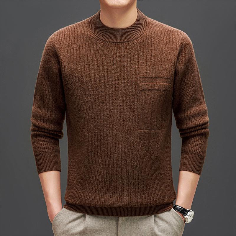 Men's 2025 Winter Wool Sweater: Fashionable Korean Style, Loose Fit, Thickened Round Neck for Middle-Aged and Young Men.