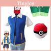 Pokemon Ash Ketchum Cosplay Costume Full Set Adults Jacket Gloves Hat Halloween High Quality Elastic Soft Polyester Material