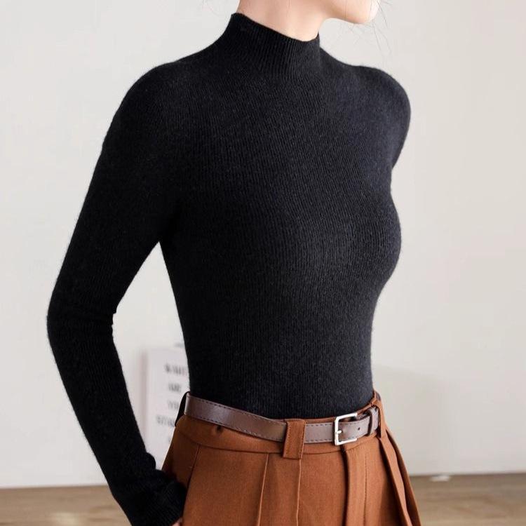 Women's Winter 2024 Seamless Slim High Neck Sweater