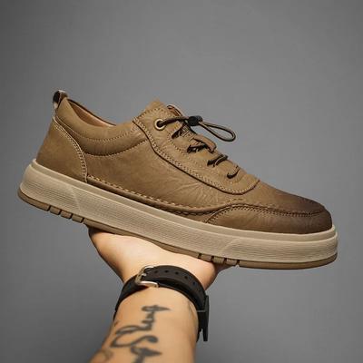 Tênis Casuais de Couro de Vaca da Moda para Homens Designer Solado Macio Sapatos de Skate Masculinos Primavera Outono Esportes