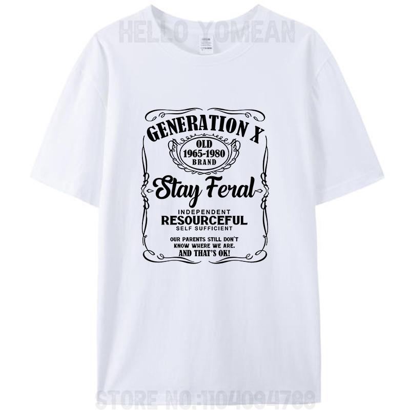 Generation X Stay Feral Resourceful Self Sufficient Funny Women Men's T-Shirt Gen X Graphic Casual Tee Shirts Hipster Loose Tops