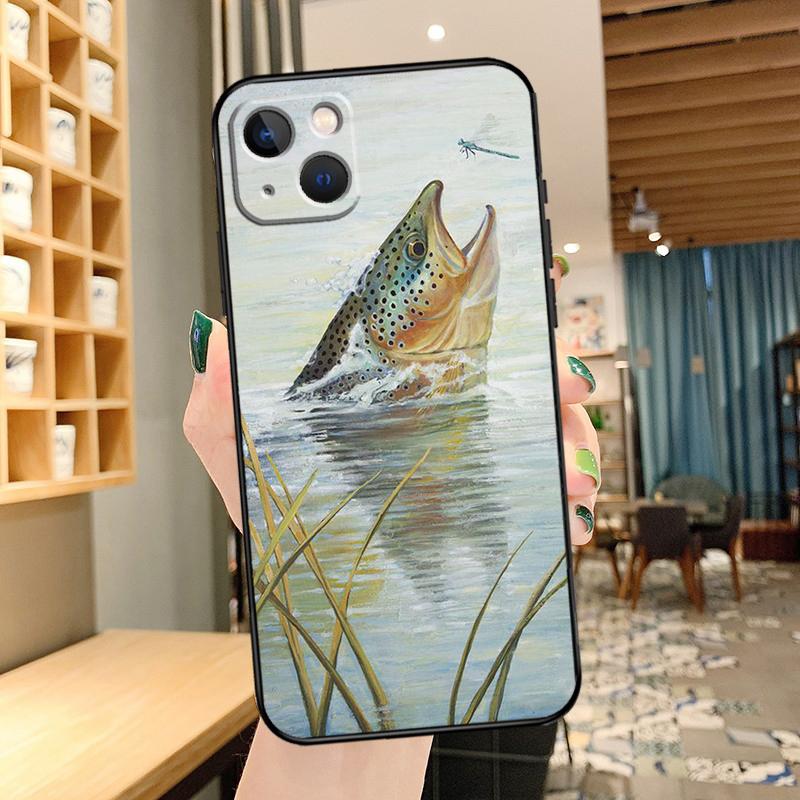 

Trout Fish Fishing Phone Case For iPhone 15 Pro Max 14 13 12 11 16 17 Pro Max mini 15 16 Plus 16e 17 Air Cover iPhone 14