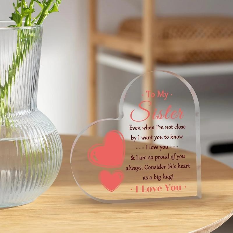 2D Flat Heart Shaped Acrylic Desktop Decoration Plaque, Inspirational Appreciation Gift, Home Decor Plaque Hanging Wall Art Decorative Garden Decorati