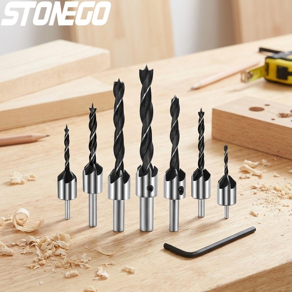 4Pcs 7Pcs High Speed Steel Woodworking Chamfering Hole Enlarging Countersunk Drill Bit Set