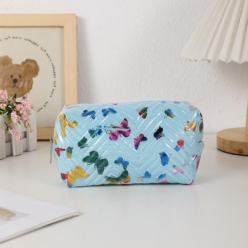 Süßes Schmetterlingsmuster Aufgedruckte Tragbare Aufbewahrungstasche Kosmetiktasche Damen Kulturtasche Schulbedarf Aufbewahrungstasche