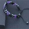 8MM Blue Tiger's Eye Black Magnet Bracelet Double Layer Handwoven Black Agate Double Row Bracelet Men's