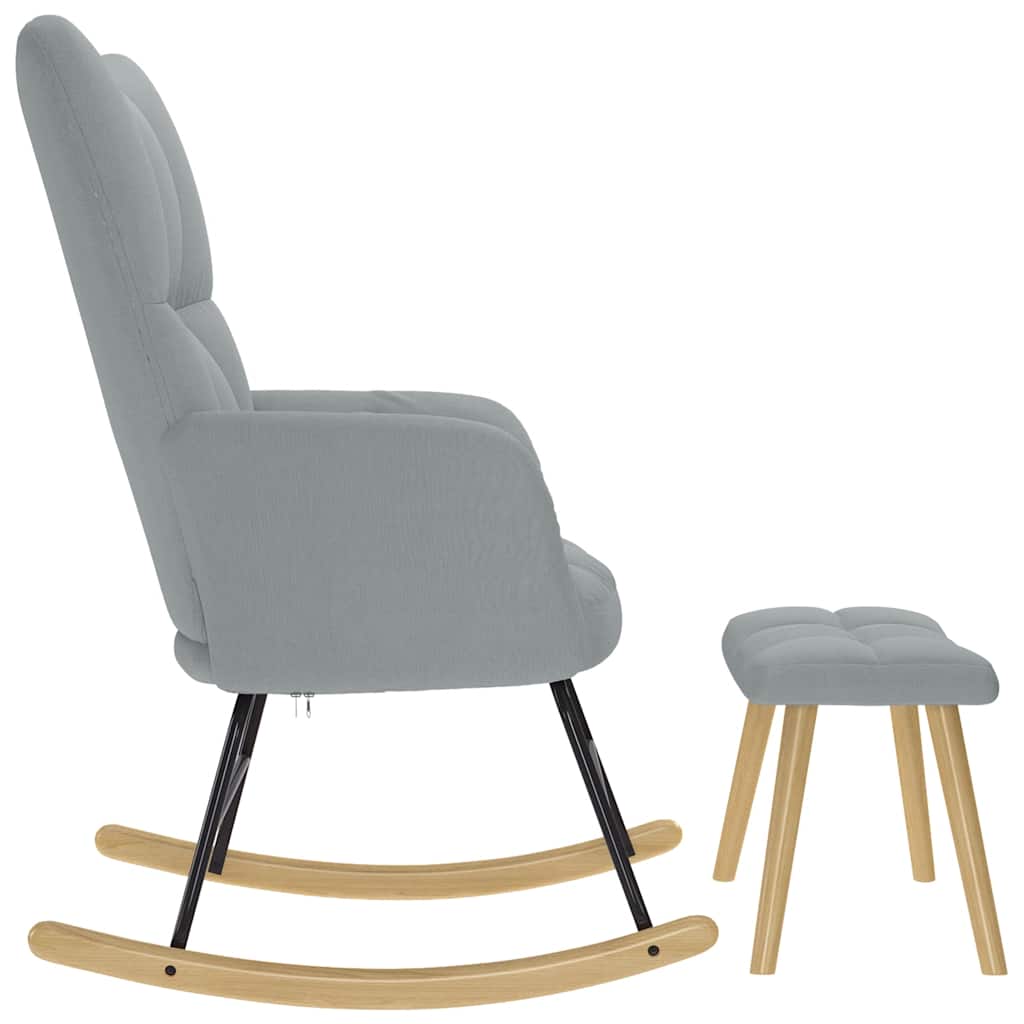 Rocking Chair with Footstool Light Grey Fabric