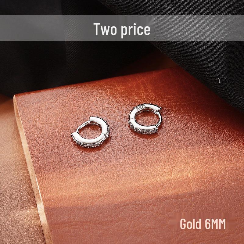 925 Sterling Silver Stud Earrings & Diamond-Set Ear Cuffs: Women's Elegant Hoop Jewelry for Pierced Ears - INS Style