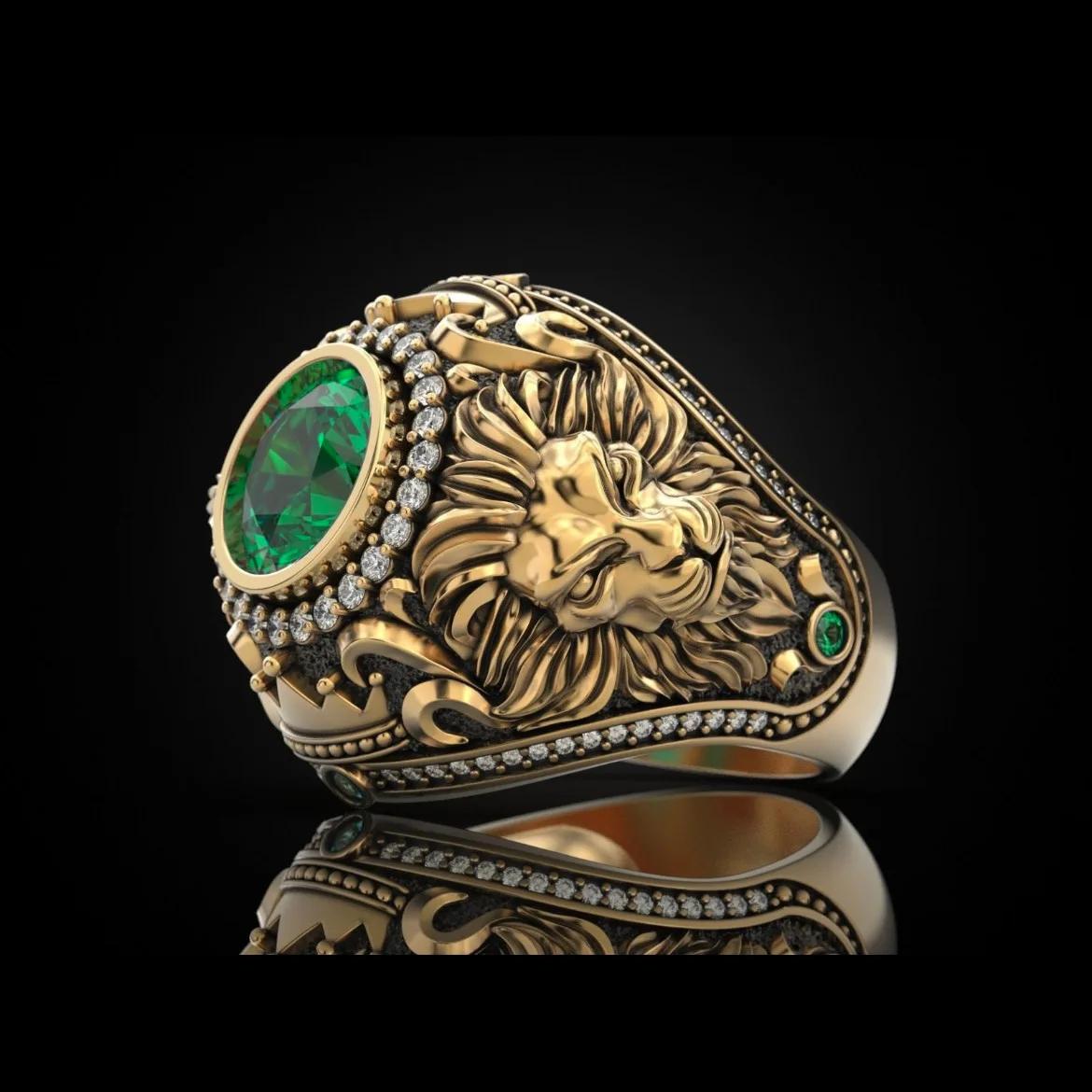 

New men s rings, atmospheric fashion retro men s rings, crown lion rings, trend 13