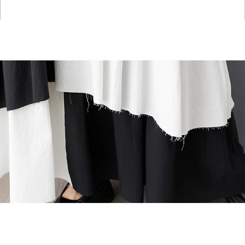 Xitao Asymmetric Patchwork Contrast Color Dress  GYX1588