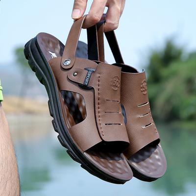 2025 Summer Men's Drag Dual-purpose Beach Shoes Men's Waterproof, Breathable and Non-slip Cool Slippers Genuine Leather Men's Shoes 5266
