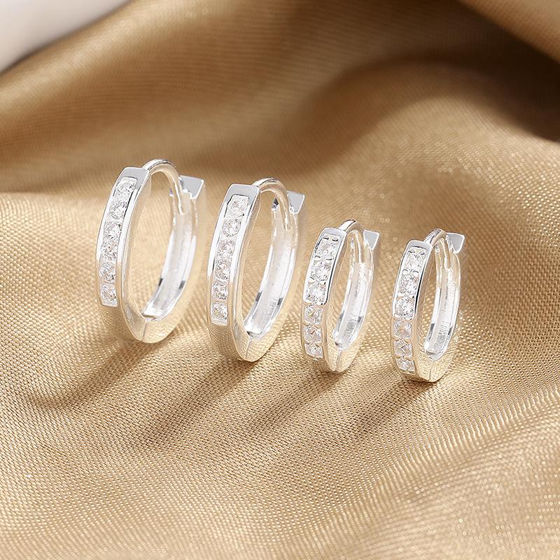 Earrings Women S Circle Ear Buckles Temperament Premium Earrings Versatile Simple Single Row Diamond Trendy Men S Earrings