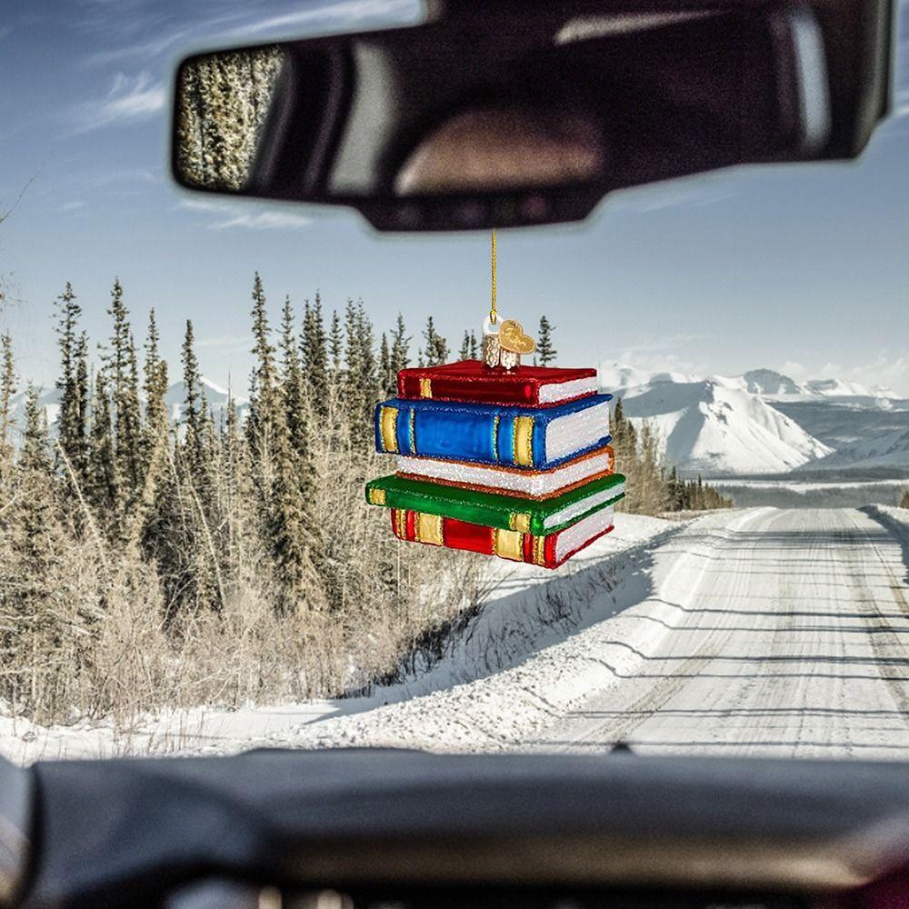 Acrylic 3D Mini Book Christmas Decoration Xmas Gifts Book Lovers Hanging Ornament Bookshelf Pendant