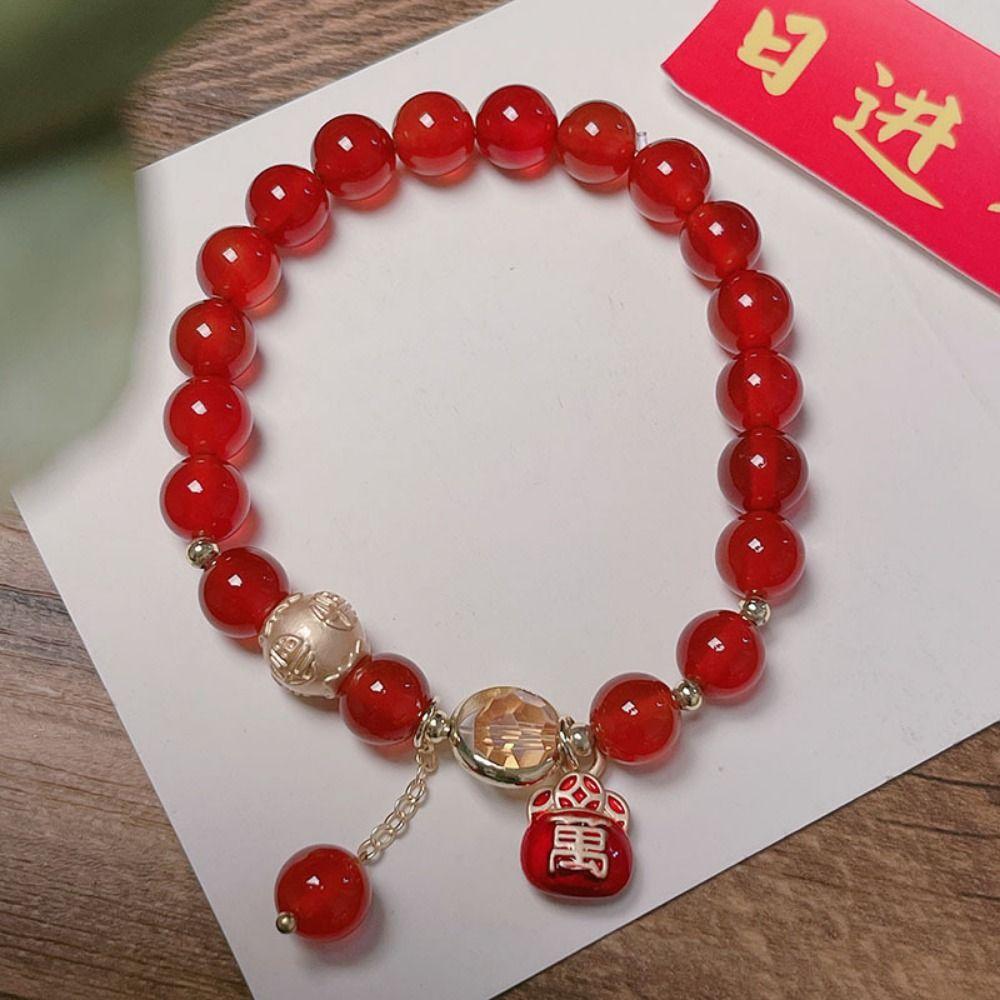 Pendant Burst Bead Bracelet Lucky Cat Beads Bangles Delicate New Snake Year Bracelet  New Year