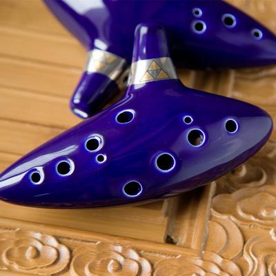Ocarina Ceramic Legend Of 12 Holes Ceramic Alto C Ocarina Flute Blue Inspired Time Musical Instrument For Beginner Accessories